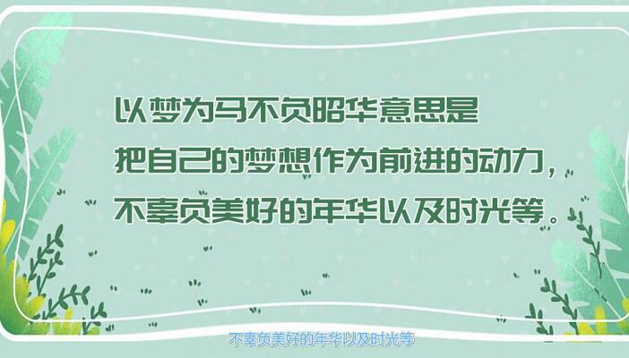 以梦为马不负昭华什么意思 以梦为马不负昭华的意思