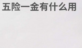 五险一金各有什么用 五险一金各有什么作用