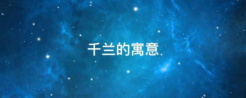 千兰的寓意（千叶兰的寓意）