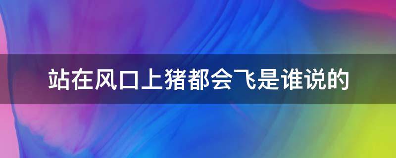 站在风口上猪都会飞是谁说的（站在风口上猪都会飞起来这句话是谁说的）