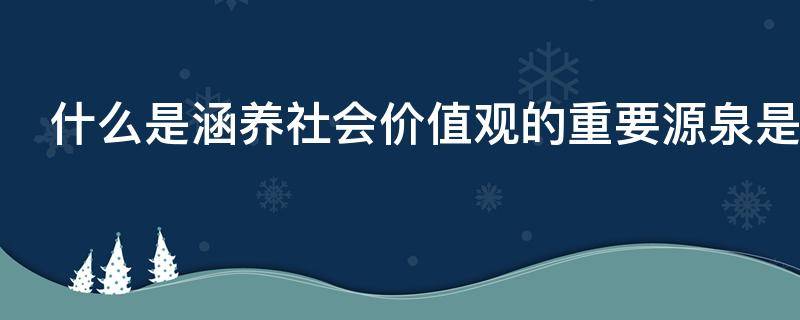 什么是涵养社会价值观的重要源泉是中华民族的精神命脉