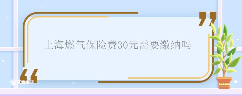 上海燃气保险费30元需要缴纳吗 上海燃气保险费多少